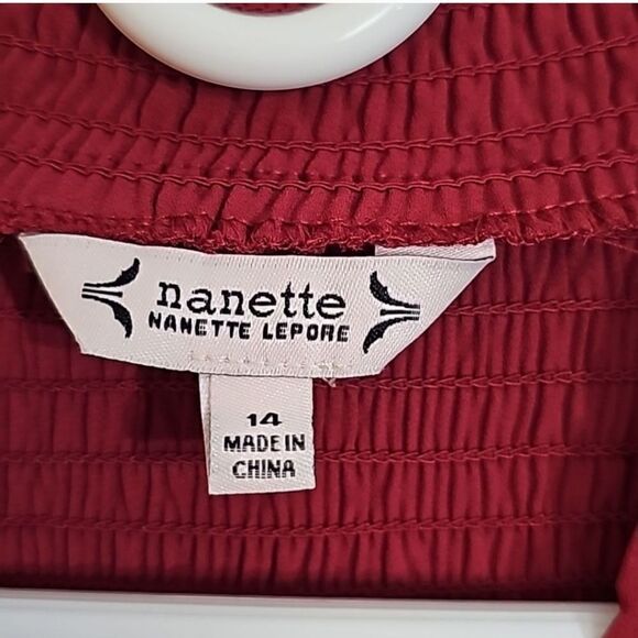 Nanette Lepore Smocked Blouson Dress Size 14, Brick Red - Picture 7 of 8